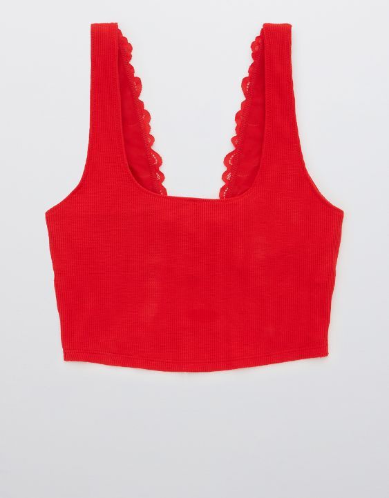 Aerie Holiday Best Lace Waffle Longline Bralette | American Eagle Outfitters (US & CA)