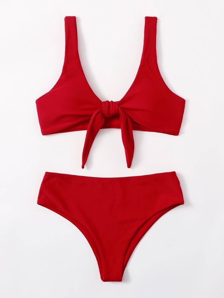Knot Front Bikini Swimsuit | SHEIN