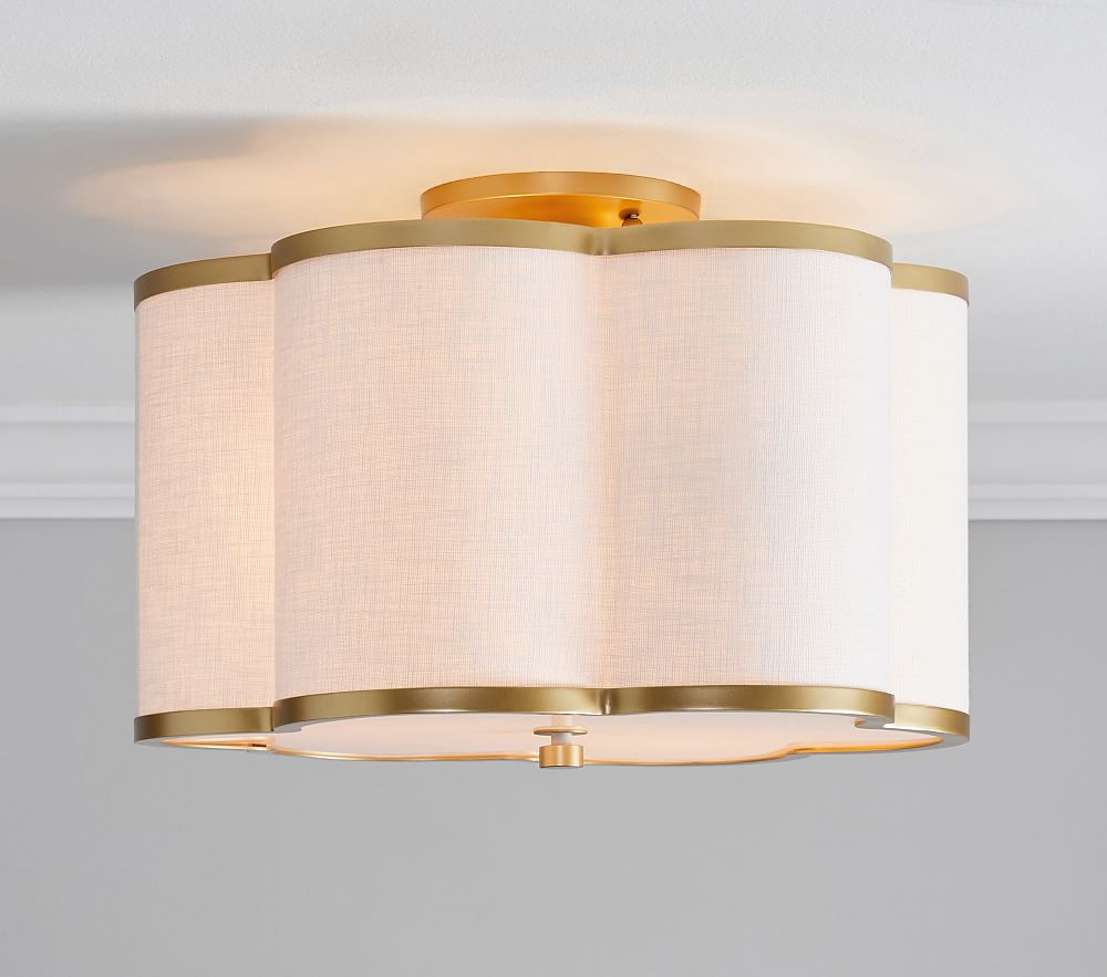 Linen Flower Scallop Flush Mount (15") | Pottery Barn Kids
