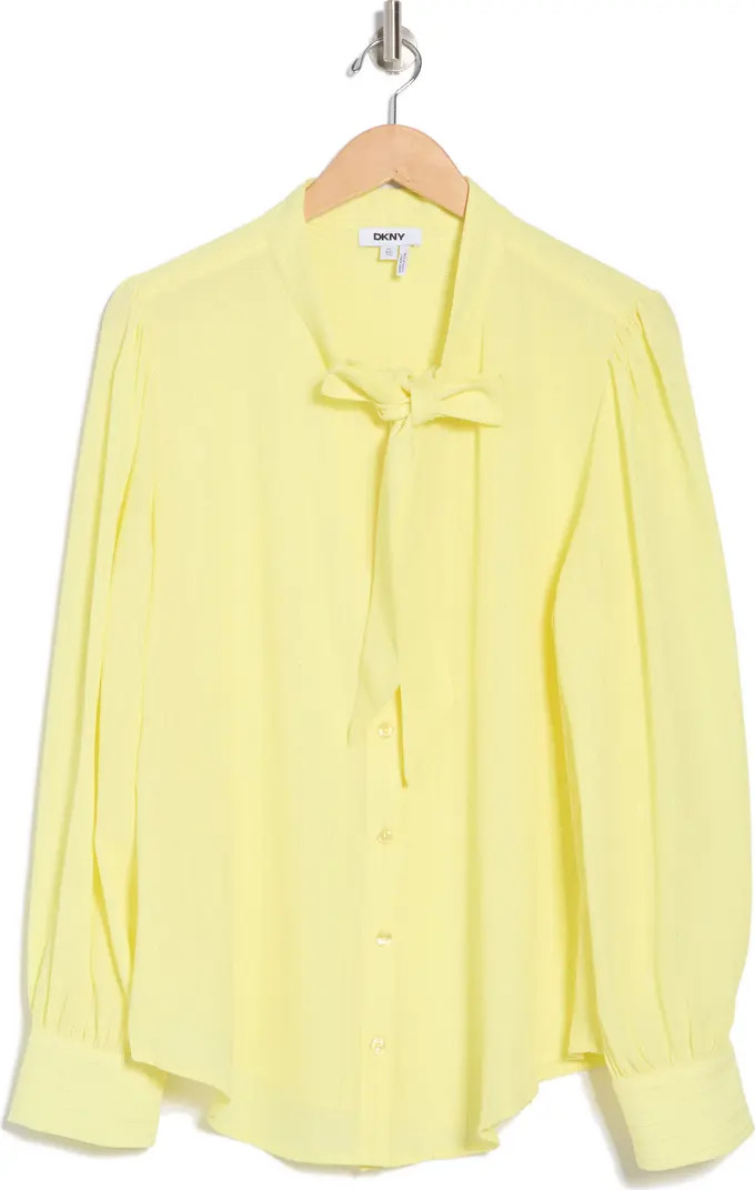 DKNY Tie Neck Long Sleeve Button-Up Top | Nordstromrack | Nordstrom Rack