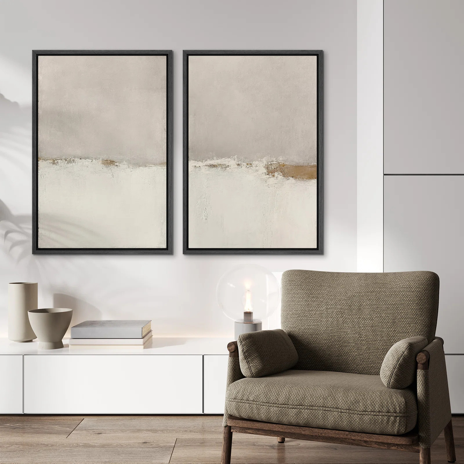 Beige Grey Paint Strokes Abstract Grunge Landscape Prints Modern Art Minimalist Neutral Decor | Wayfair North America