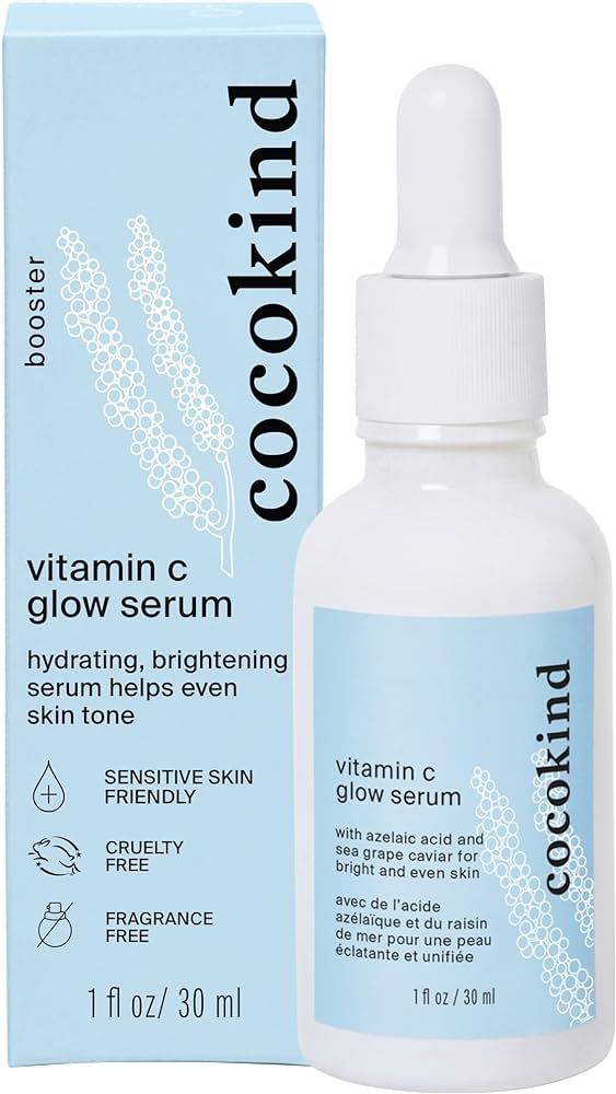 Cocokind Vitamin C Glow Serum with Azelaic Acid and Sea Grape Caviar for Bright and Even Skin, 1 ... | Amazon (US)