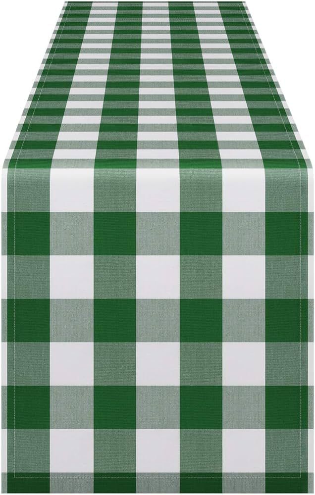 InnoGear Buffalo Check Table Runner, 14 x 108 inch Buffalo Plaid Table Runners Polyester Cotton Gree | Amazon (US)