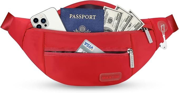 Fashion,4-Zipper Pockets,Key Chain,Fanny Pack Passport Bag with Adjustable Strap Gifts for Women | Amazon (US)