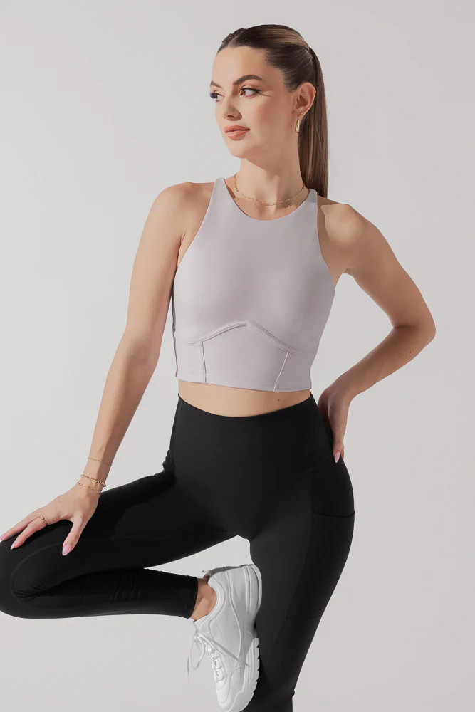 Cleo Corset Crop Bralette - Smoky Lilac | POPFLEX
