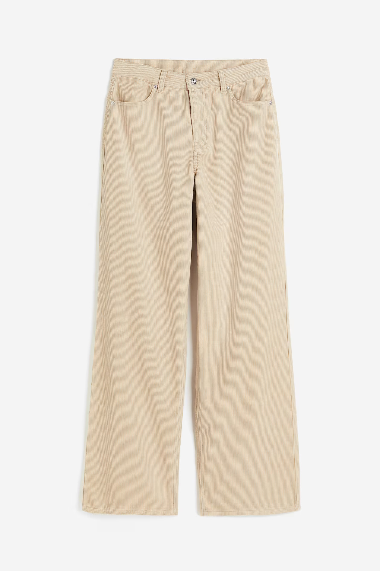 Corduroy Pants - High waist - Long - Light beige - Ladies | H&M US | H&M (US + CA)