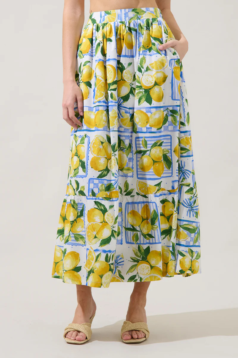 Pleated Maxi Skirt Lemon Zest | Sugarlips