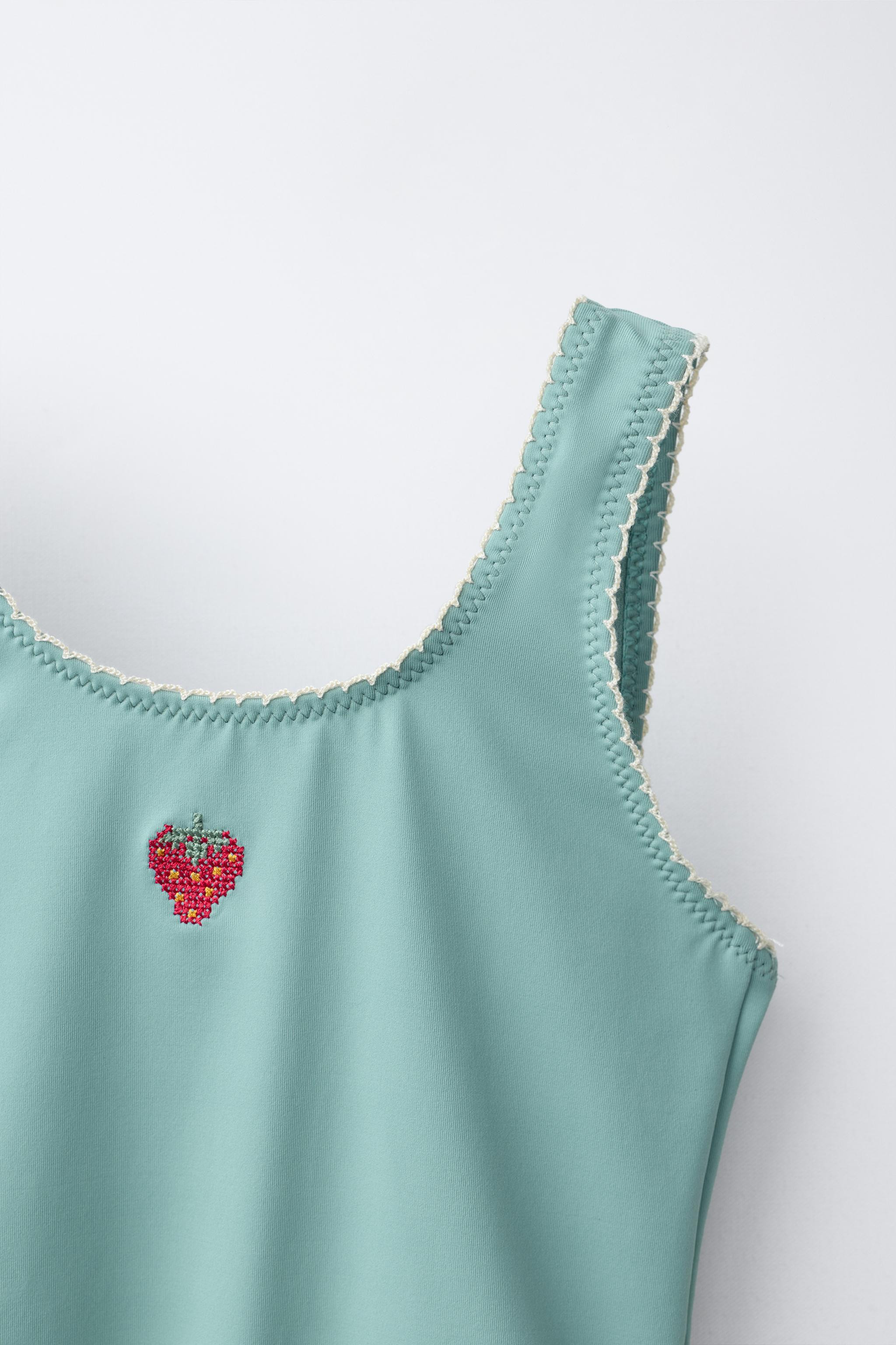 6-14 YEARS/ EMBROIDERED STRAWBERRY SWIMSUIT | Zara US
