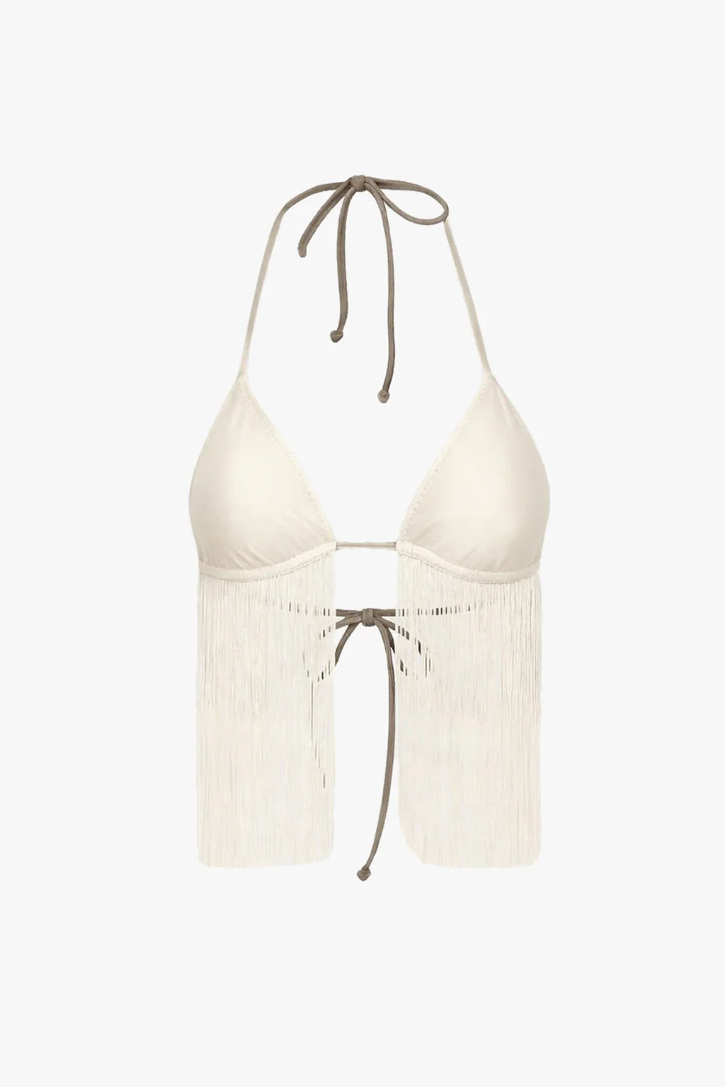 Fringe Triangle Top (Faux Suede Cream) | SAME