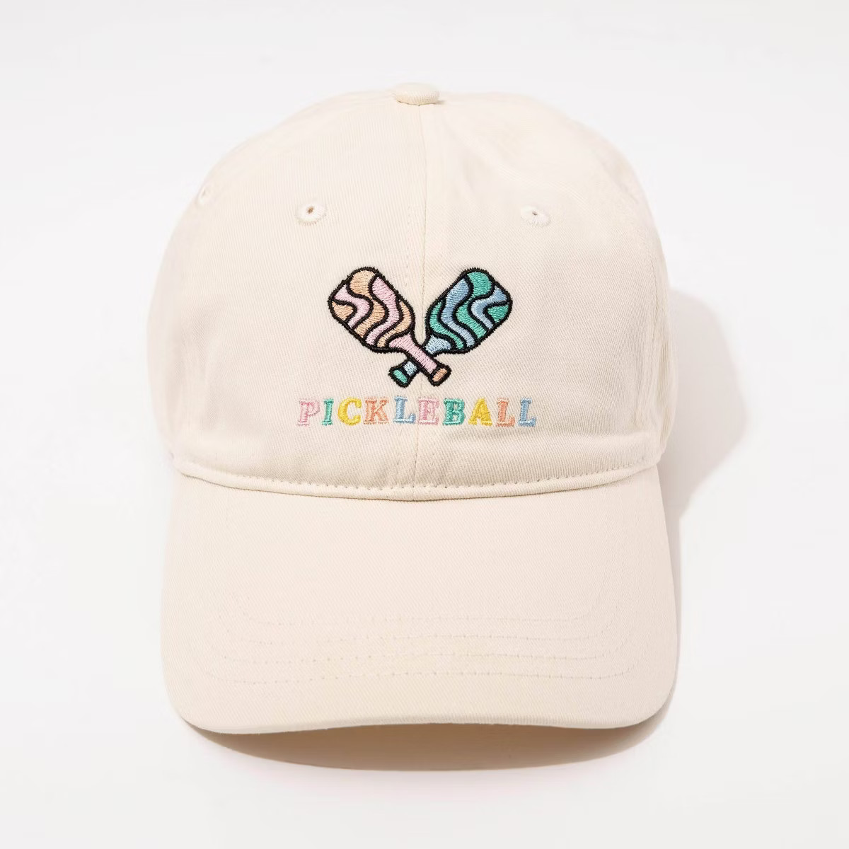 Pickleball Hat - Frasier Sterling Cream/Rainbow: Cotton Adjustable Baseball Cap | Target