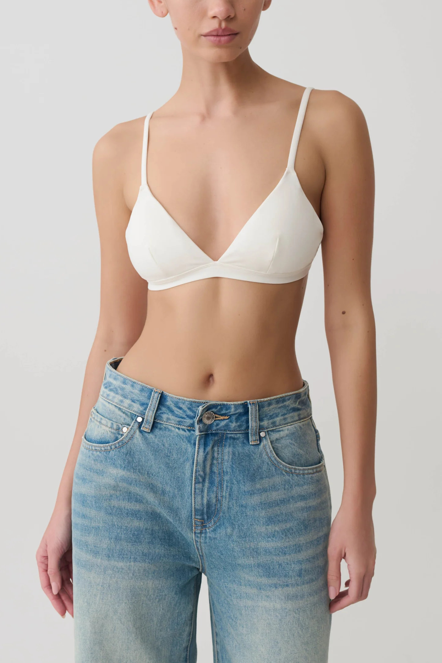 Kels Micro Triangle Bralette - White | MESHKI US