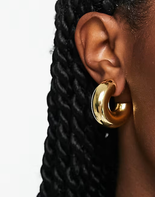 ASOS DESIGN 14k gold plated hoop earring  in 30mm chubby hoop | ASOS (Global)