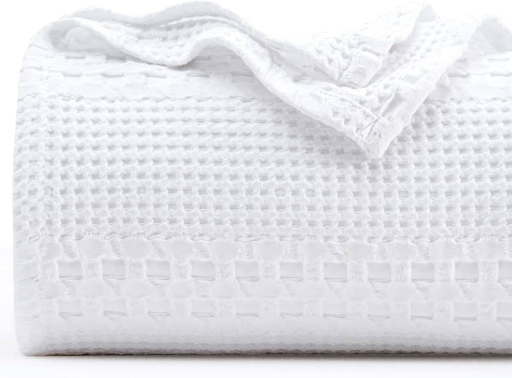 PHF 100% Cotton Waffle Weave Blanket Queen Size - Washed Soft Lightweight Blanket for All Season ... | Amazon (US)