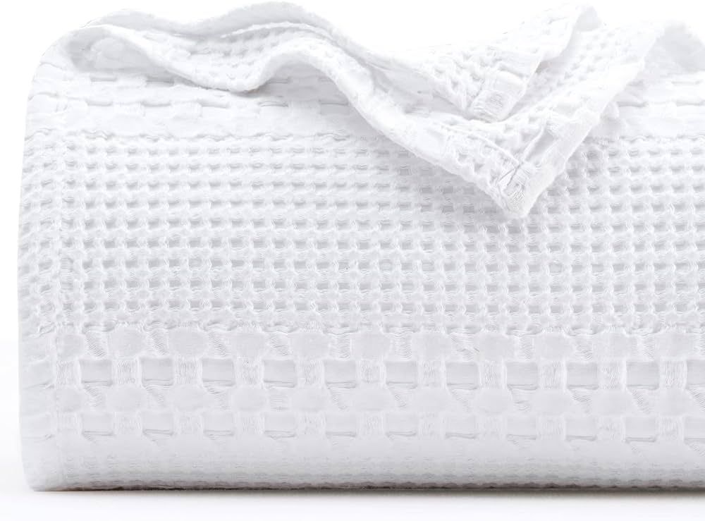 PHF 100% Cotton Waffle Weave Blanket Queen Size - Washed Soft Lightweight Blanket for All Season ... | Amazon (US)