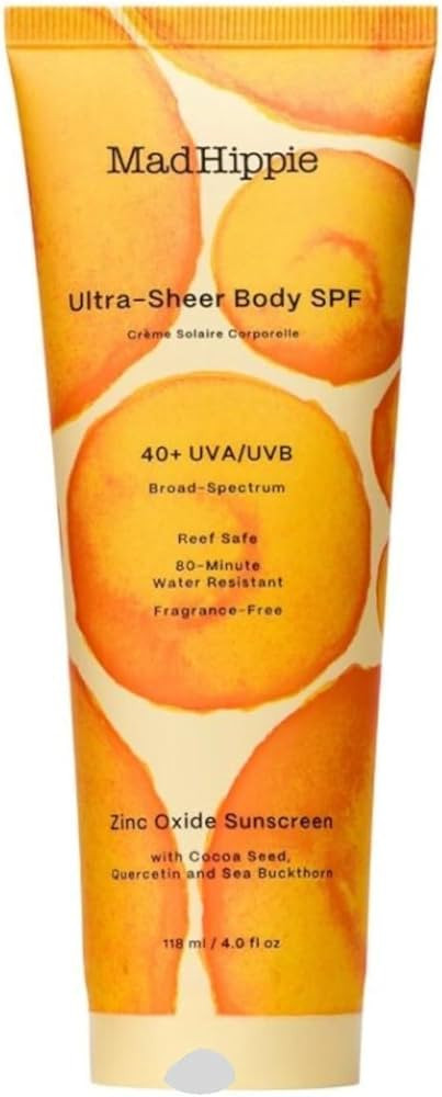 Mad Hippie Ultra Sheer Body Sunscreen, 40 SPF Travel Sunscreen, Zinc Oxide Mineral Sunscreen Loti... | Amazon (US)