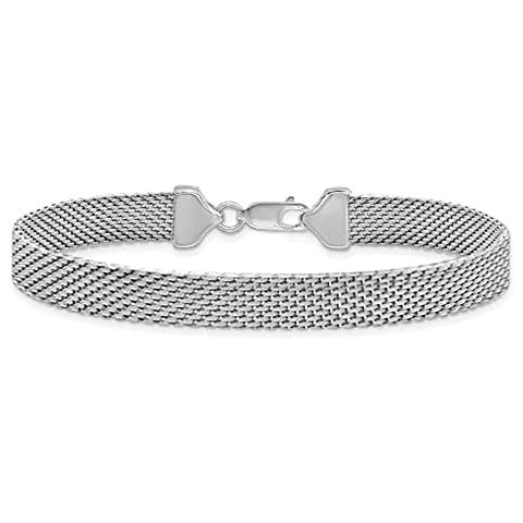 Miabella 925 Sterling Silver Italian 5mm Mesh Link Chain Bracelet for Women, Made in Italy | Amazon (US)