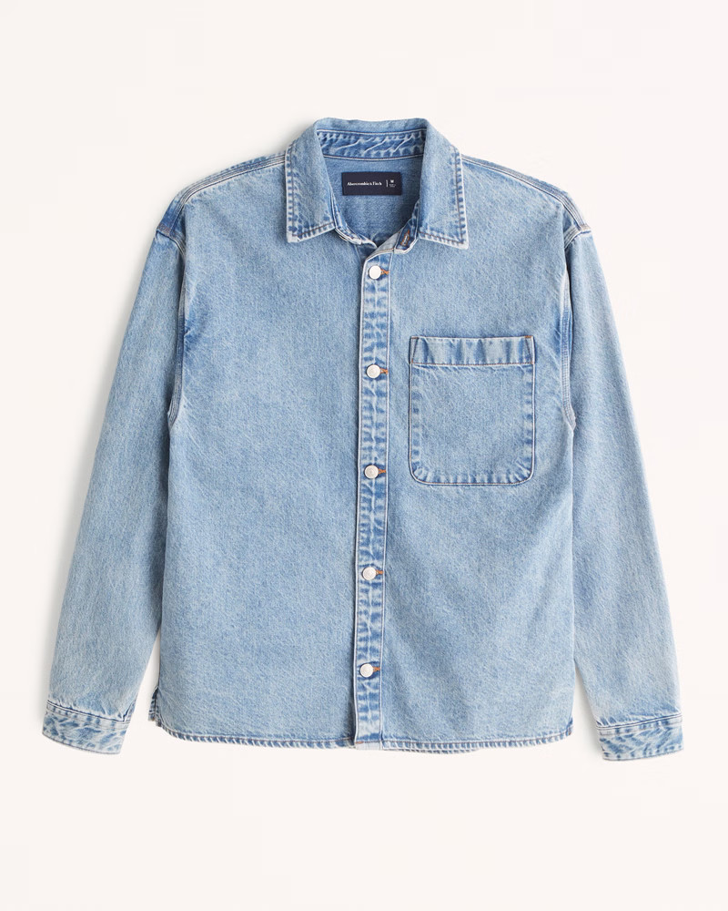 Men's Relaxed Denim Shirt Jacket | Men's Tops | Abercrombie.com | Abercrombie & Fitch (US)