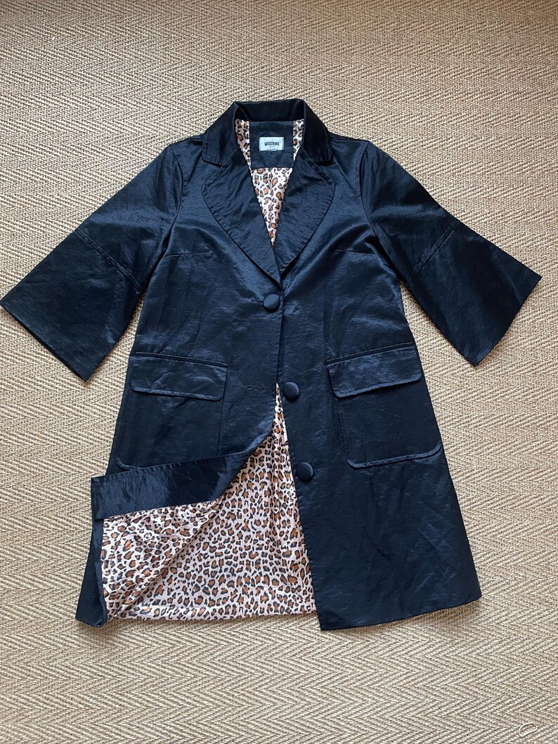 Vintage Moschino Black Coat Leopard Print XS - Etsy Canada | Etsy (US)