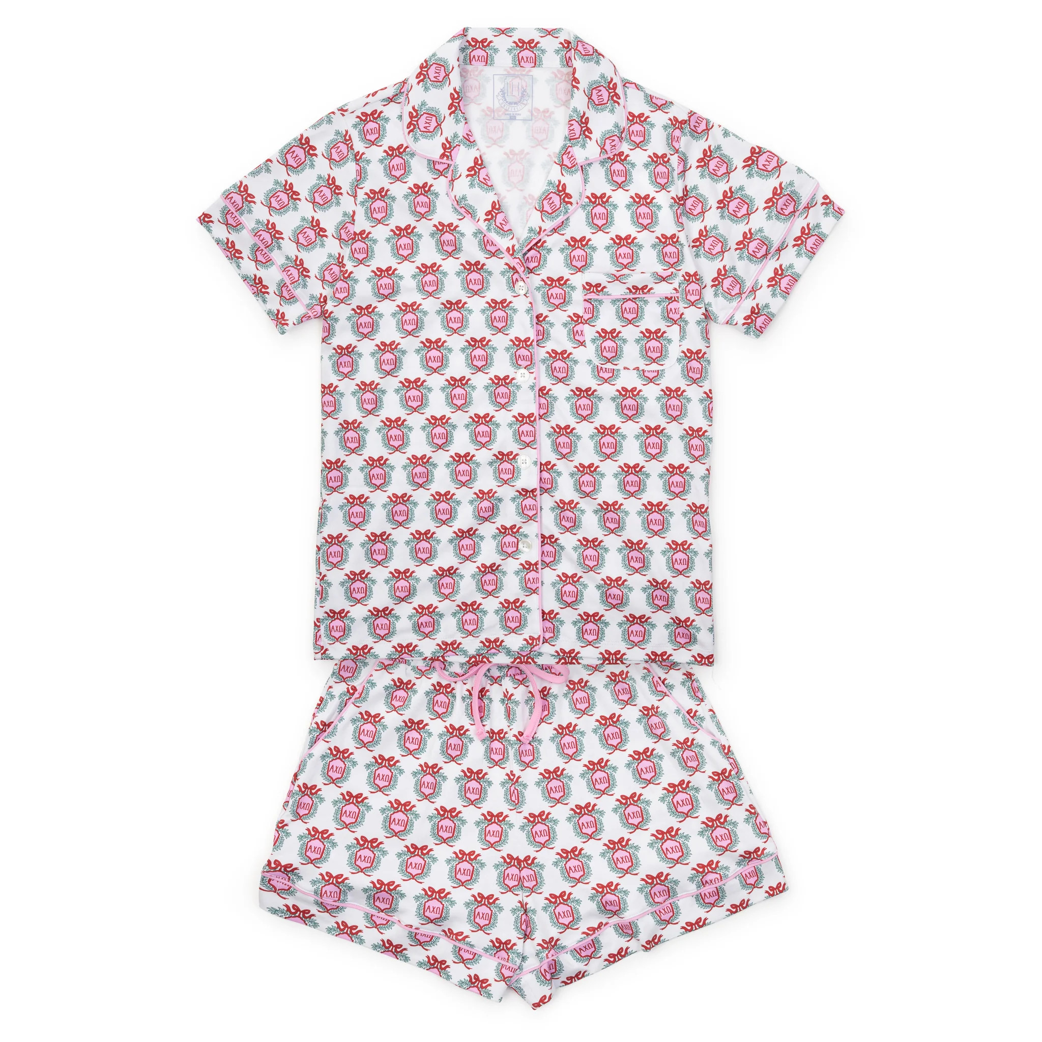Women's Claire Alpha Chi Omega Pima Cotton Pajama Short Set | Lila and Hayes