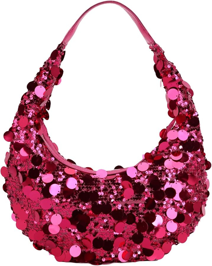 Glitter Sequin Hobo Evening Shoulder Bag Women Bling Handbag and Purse Sparkly Prom Party Bag | Amazon (US)