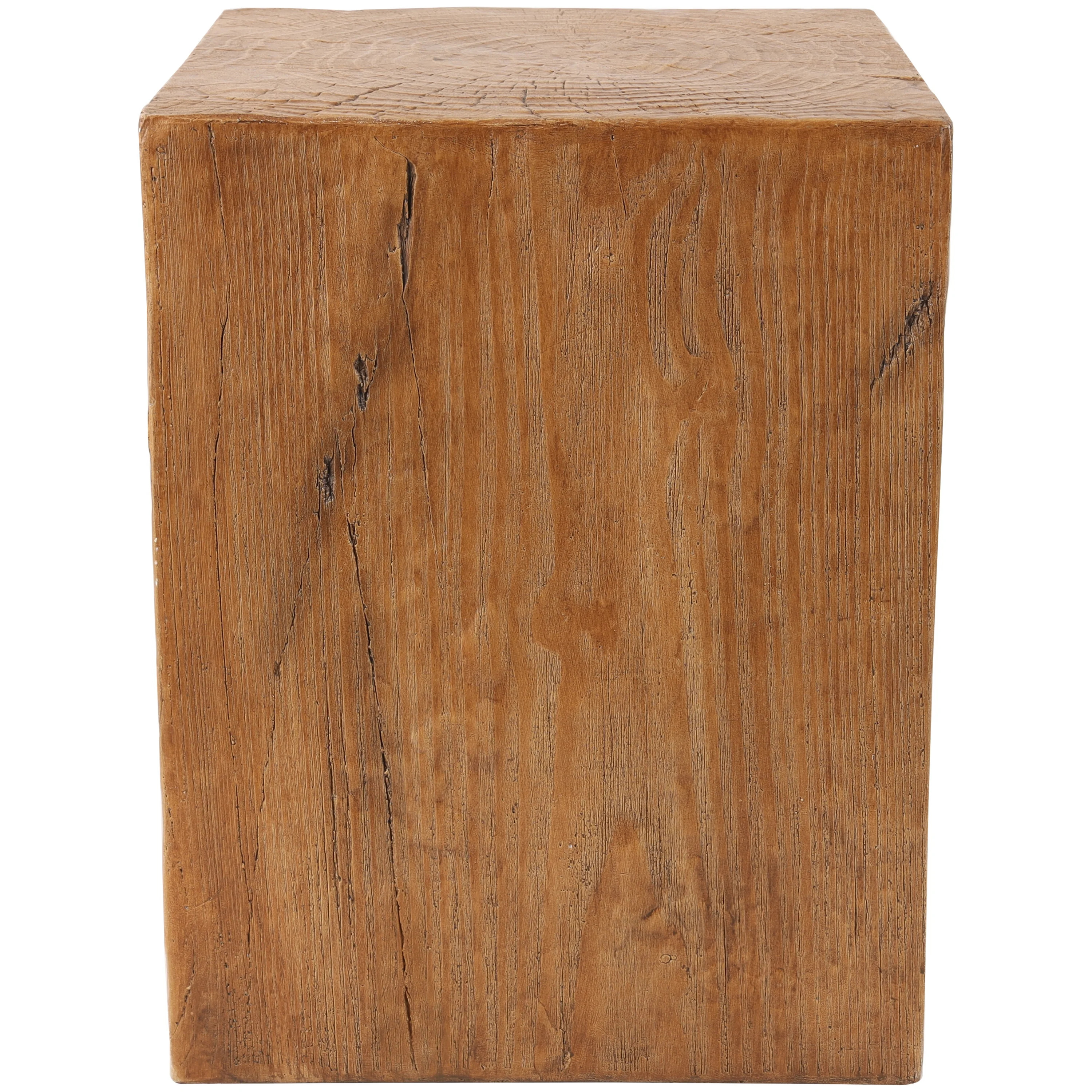 DecMode 14" x 18" Brown Magnesium Oxide Block Outdoor Accent Table with Natural Textured Wood Gra... | Walmart (US)