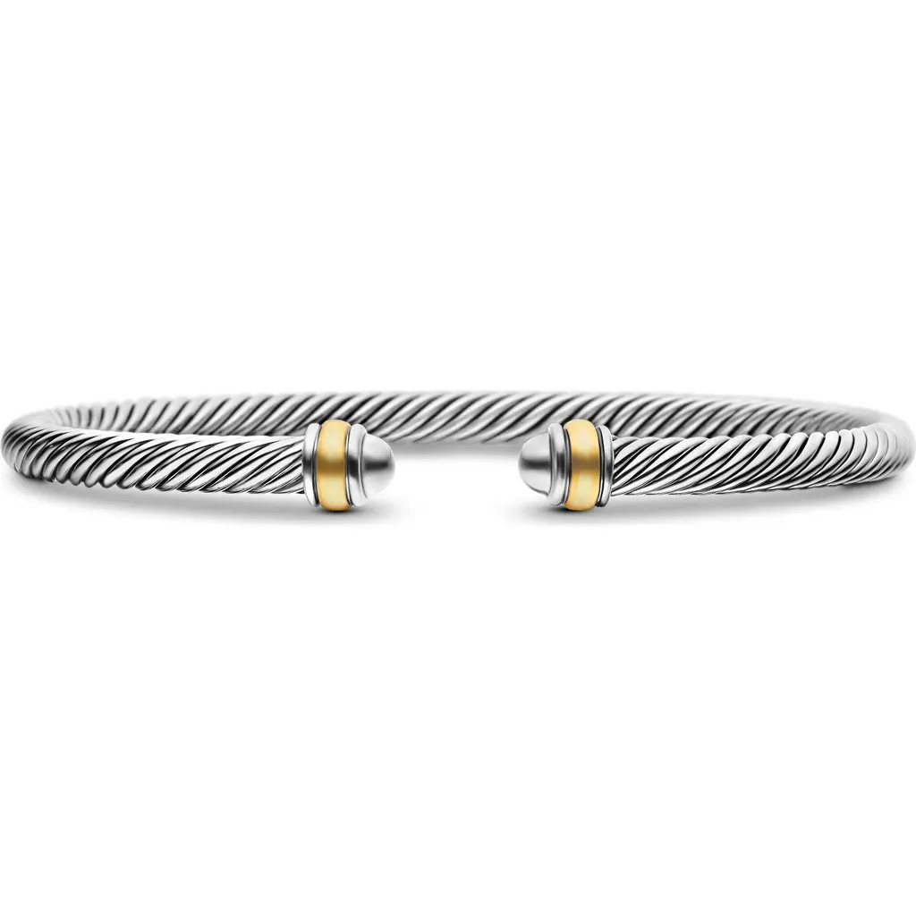 David Yurman Cable Classics Sterling Silver & 18K Yellow Gold Bracelet, 4mm at Nordstrom, Size X-Small | Nordstrom
