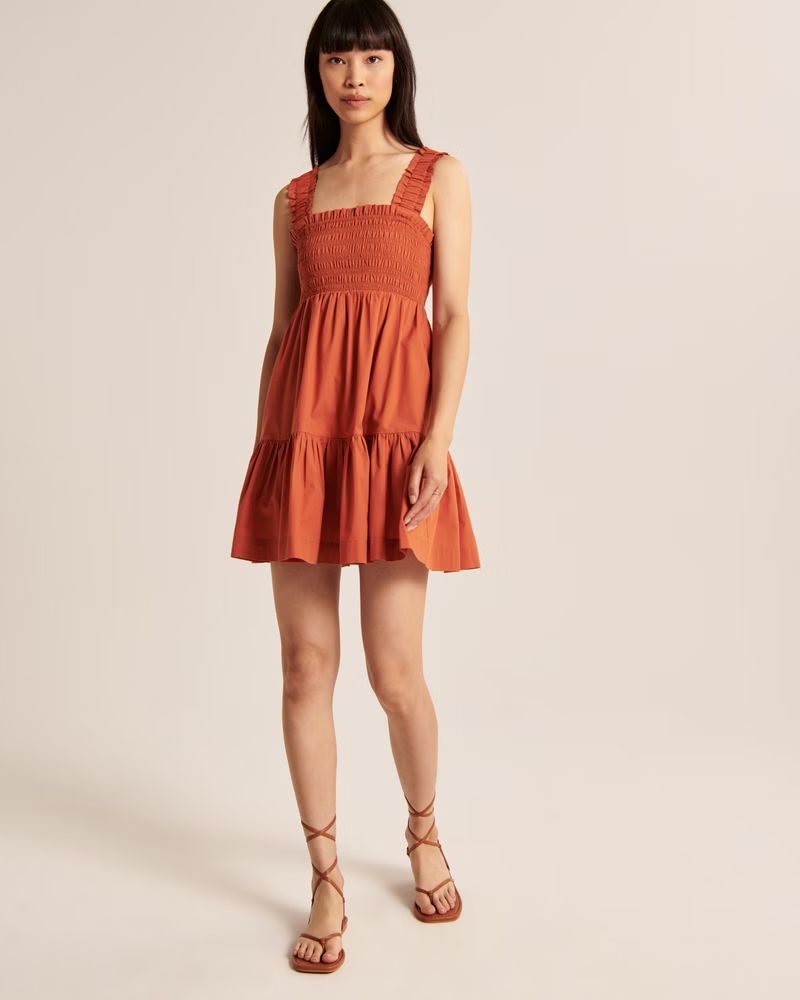 Smocked Bodice Easy Mini Dress | Abercrombie & Fitch (US)