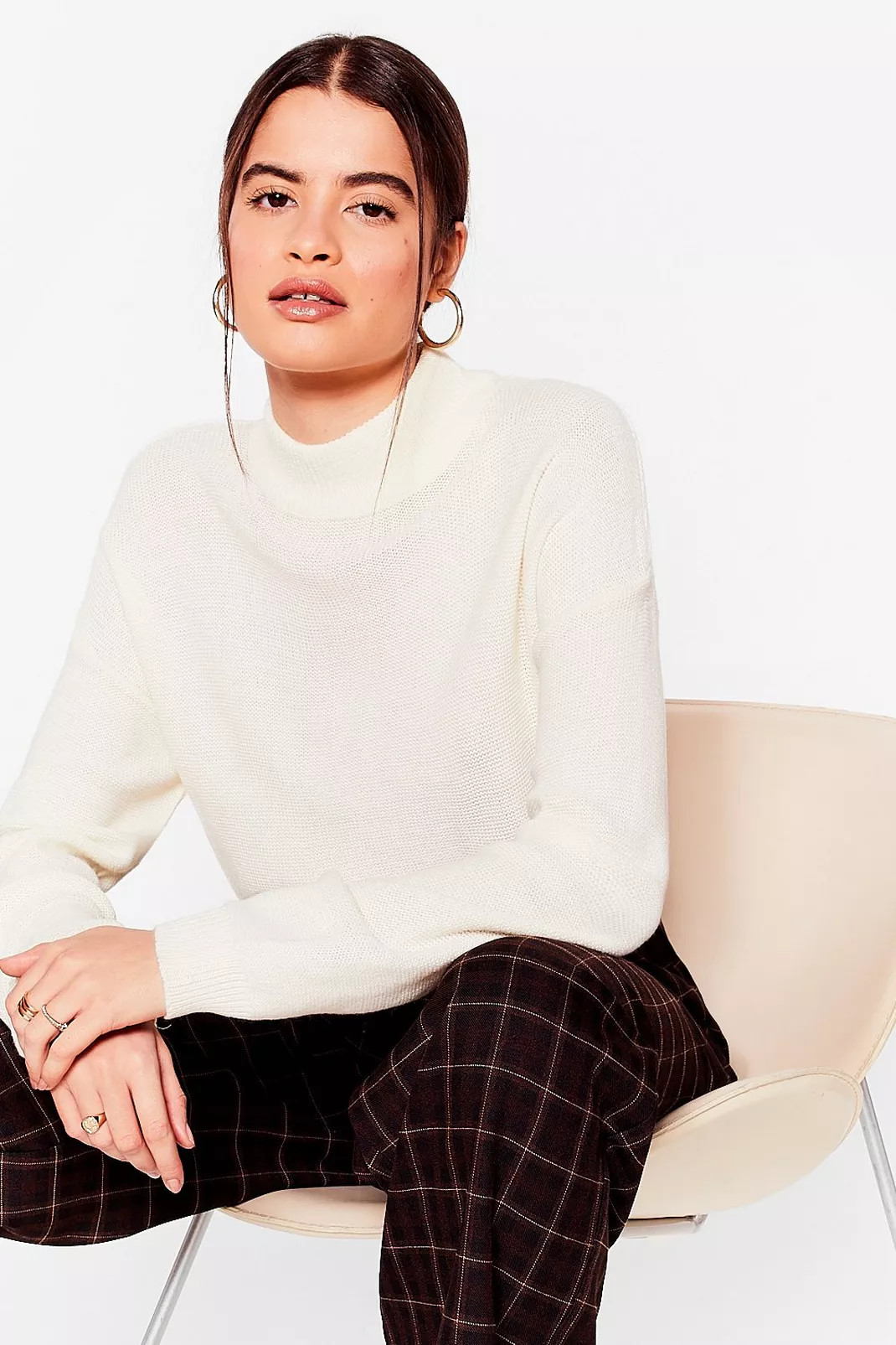 Baggy High Neck Knit Sweater | Nasty Gal (US)
