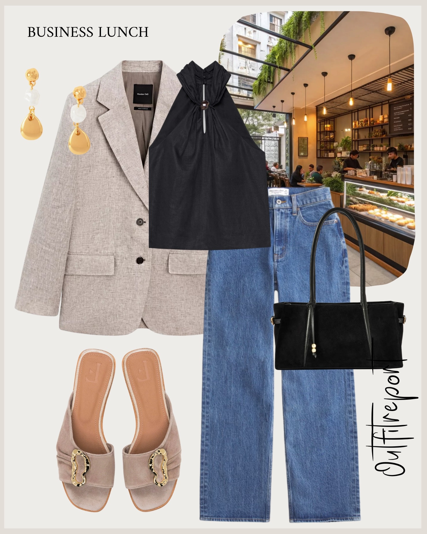 Business lunch outfit in top blazer and sandal 

#LTKsummer #LTKjeans #LTKspring