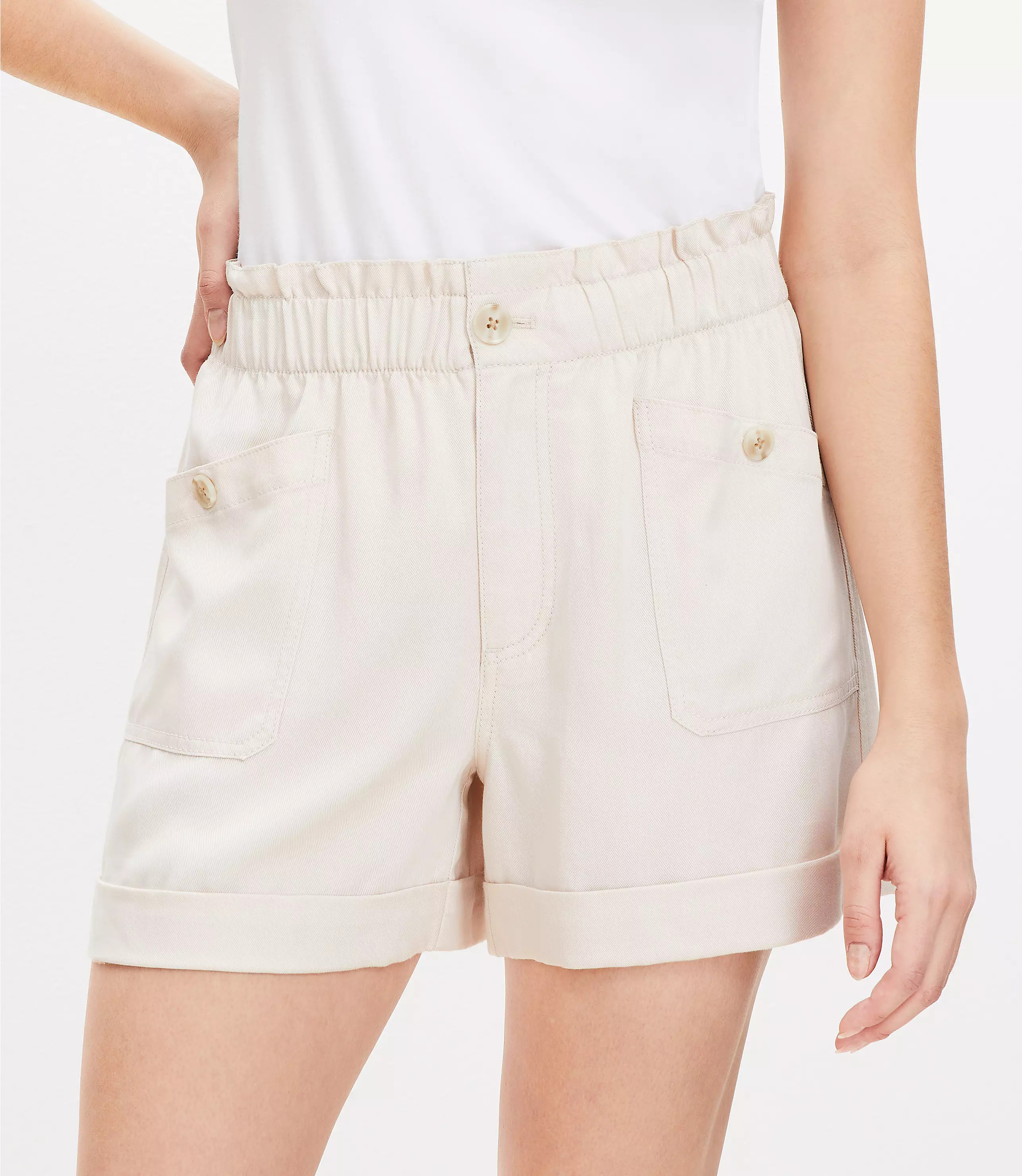 Cuffed Utility Shorts in Twill | LOFT