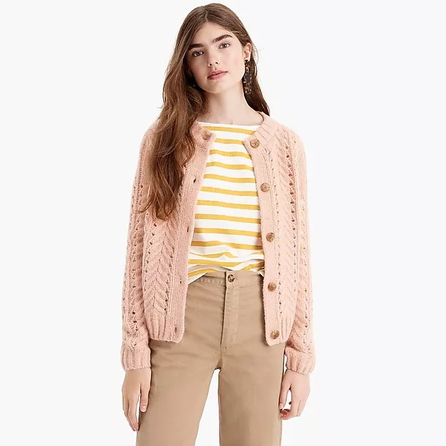 Point sur pointelle outlet knit cardigan sweater