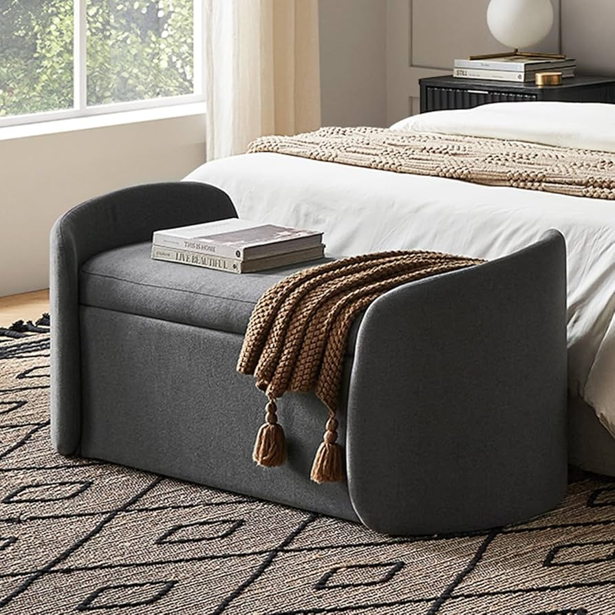 mopio Sophie 51" Ottoman Storage Bench, Entryway Bench with Storage & Seating, End of Bed Curved ... | Amazon (US)