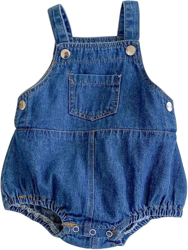 HOOLCHEAN Baby Boy or Girl Denim Bodysuit with Straps Infant Cotton Jeans Romper | Amazon (US)