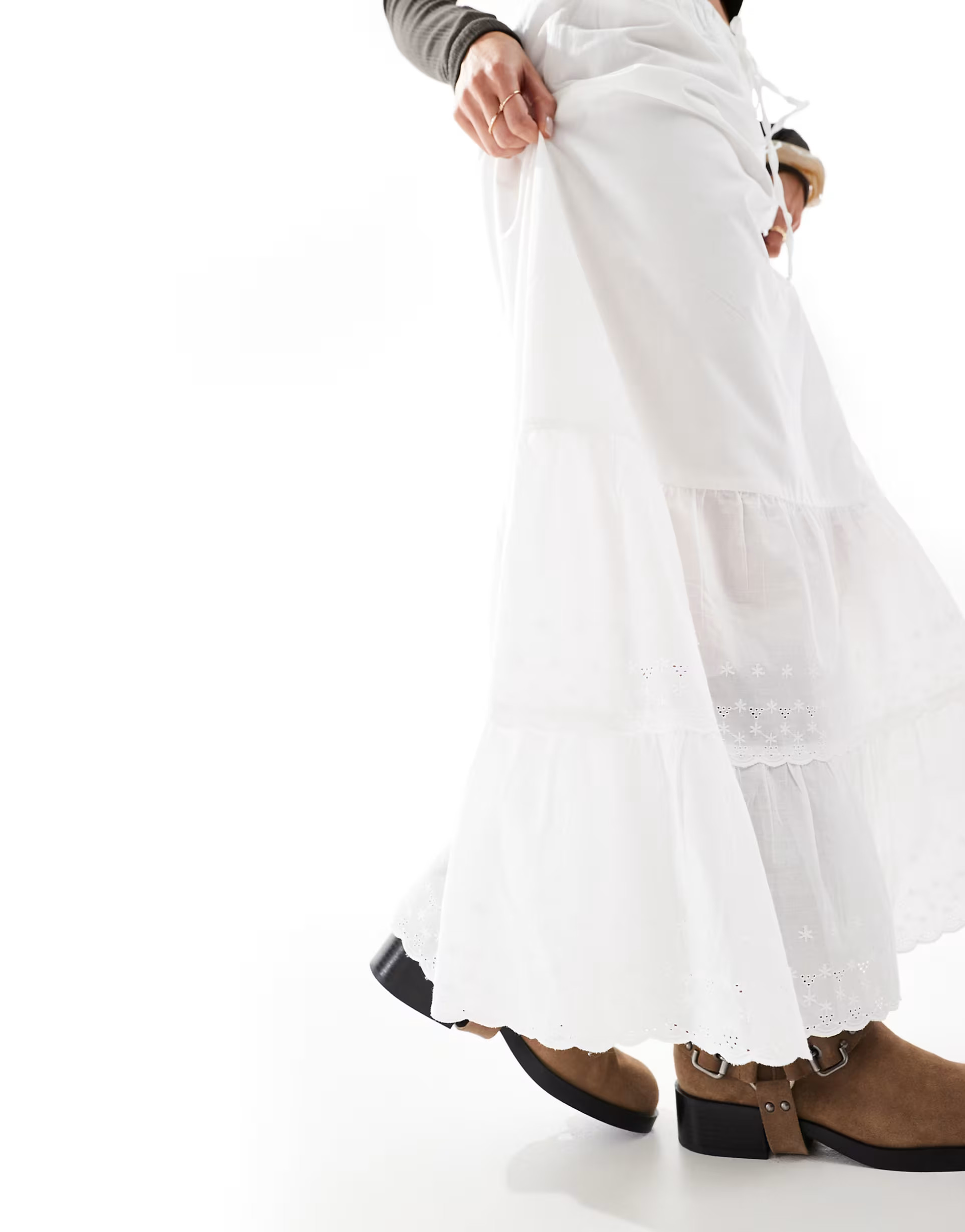 Stradivarius STR boho cotton skirt in white | ASOS (Global)