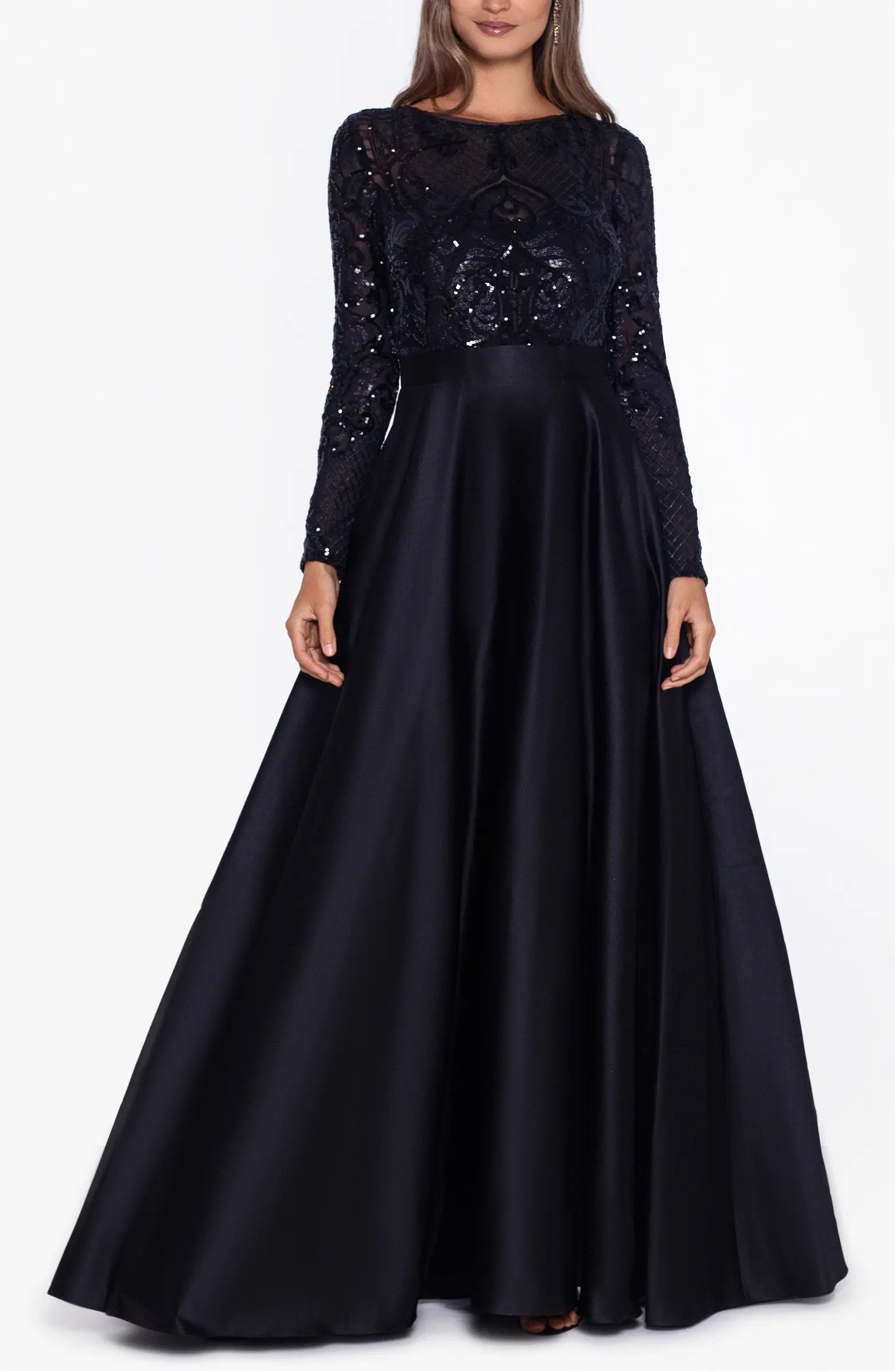 Sequin Long Sleeve Ballgown | Nordstrom