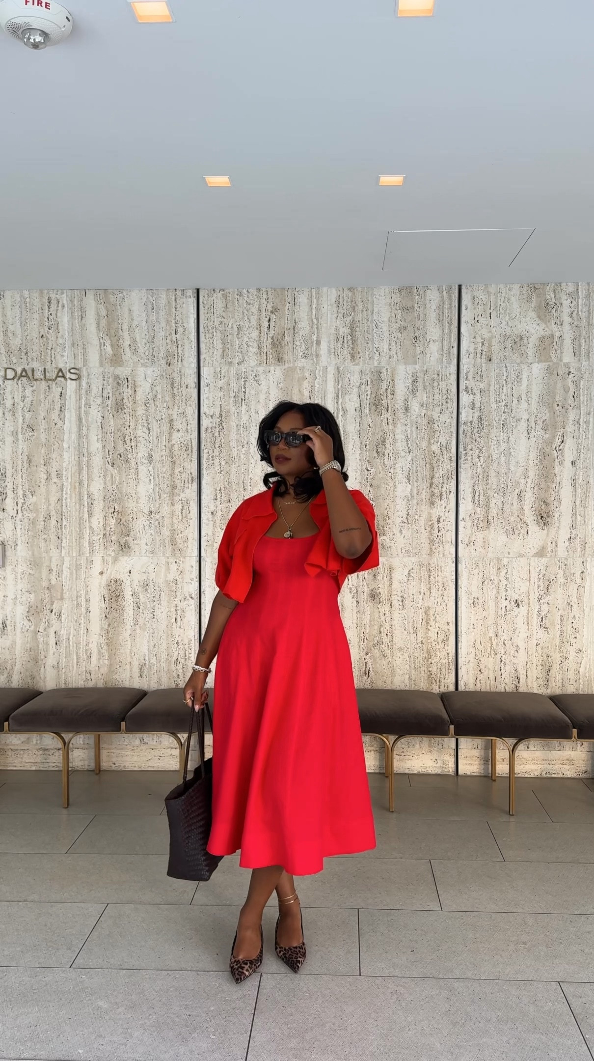Literally felt so beautiful in this all red preppy chic look!! And the leopard pointed kitten!?!? Obsessed 😍🥹❤️

I am 5’9 • 200 lbs wearing a size medium in the dress. And 11 in the heels. Shirt is from Shop iccon on IG! 

#LTKMidsize #LTKCon #LTKFindsUnder100