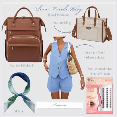 Just purchased these items from Amazon! 

- Leather Laptop Backpack: 15.6 Inches
- Lunch Bag
- Silk Scarf: Sea Wave
- Vest Set: Light Blue - Size Medium
- Press On Lash Extensions: Soft Volumee

#LTKfindsunder50 #LTKbeauty #LTKstyletip