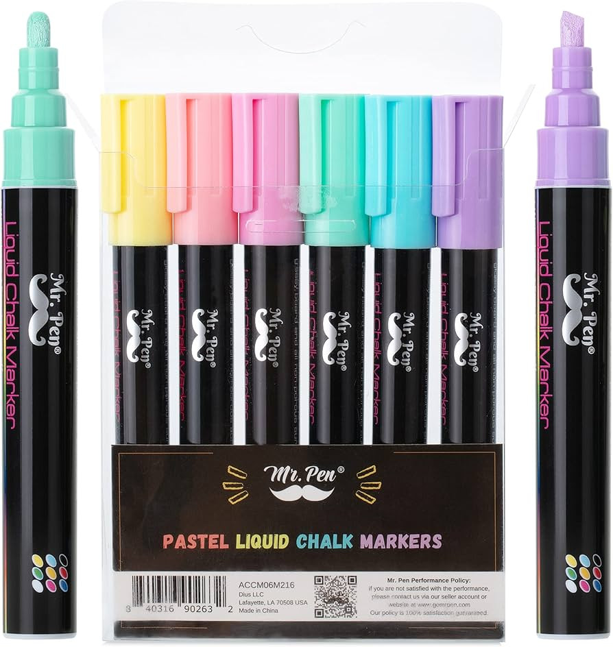 Mr. Pen- Chalk Markers, 6 Pack, Pastel Colors, 8 Labels, Chalkboard Markers, Liquid Chalk Markers... | Amazon (CA)