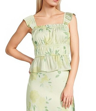 GB Woven Yellow Floral Print Coordinating Satin Tank -  XL | Dillard's