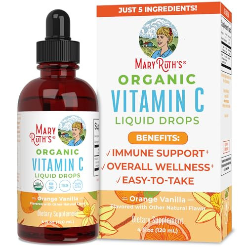 Organic Vitamin C Supplement by MaryRuth's | Liquid Vitamin C Liquid Drops for Adults & Kids | Immune Support Supplement for Overall Health | Vegan | Non-GMO | Gluten Free | 4 Fl Oz | Amazon (US)