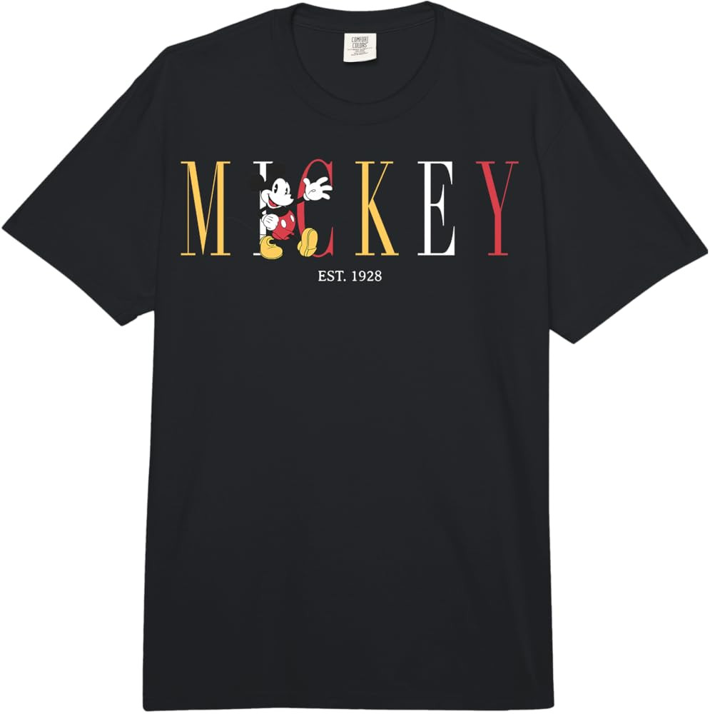 Disney Mickey and Friends Mickey Mouse Est. 1928 Simple Text Comfort Colors Adult Heavyweight T-S... | Amazon (US)