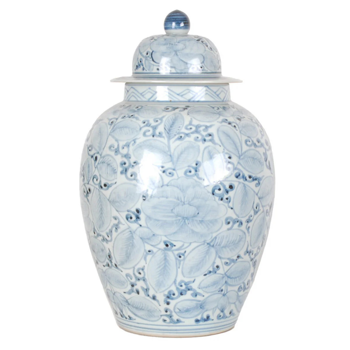 20″ Washed Blue and White Floral Jar | The Well Appointed House, LLC