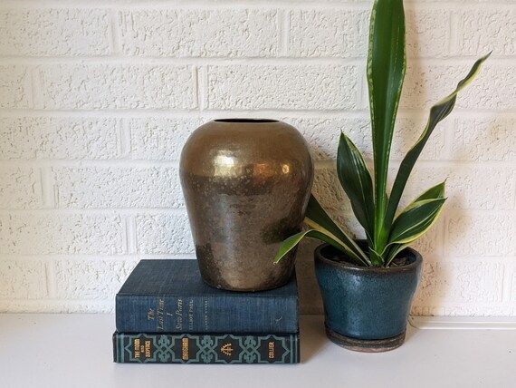 Vintage Large Brass Vase - Etsy | Etsy (US)