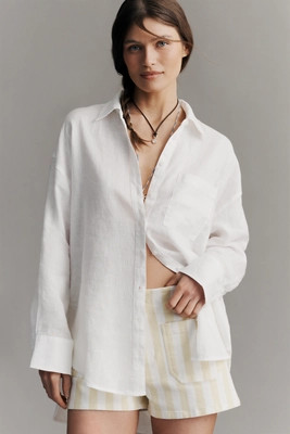 The Bennet Linen Buttondown Shirt by Maeve | Anthropologie (US)