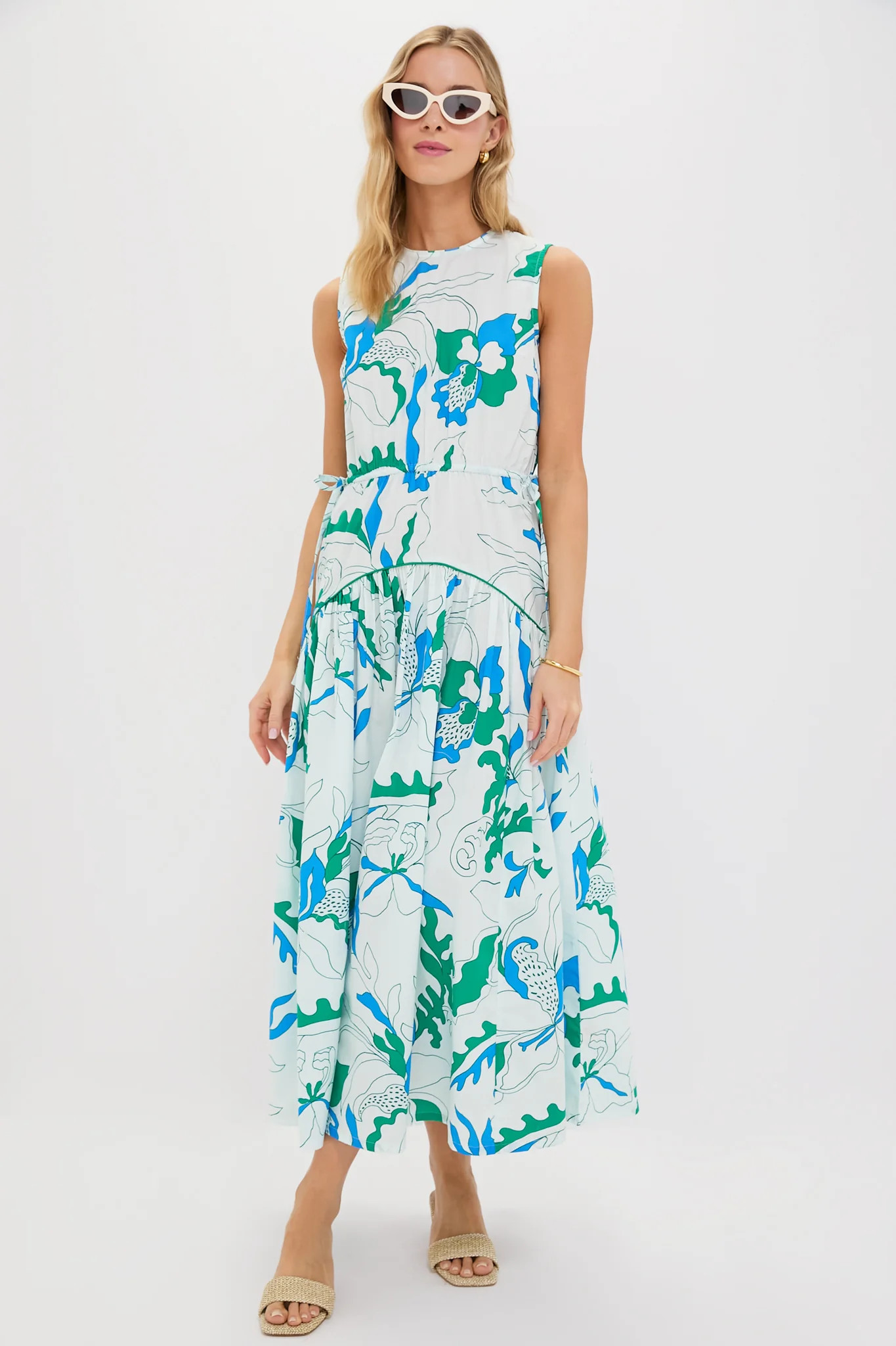 Orchid Green Sleeveless Piped Maxi Dress | Tuckernuck (US)