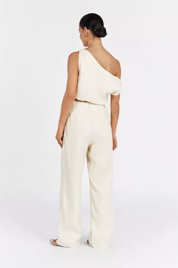 CASS WHITE LINEN CROP TOP