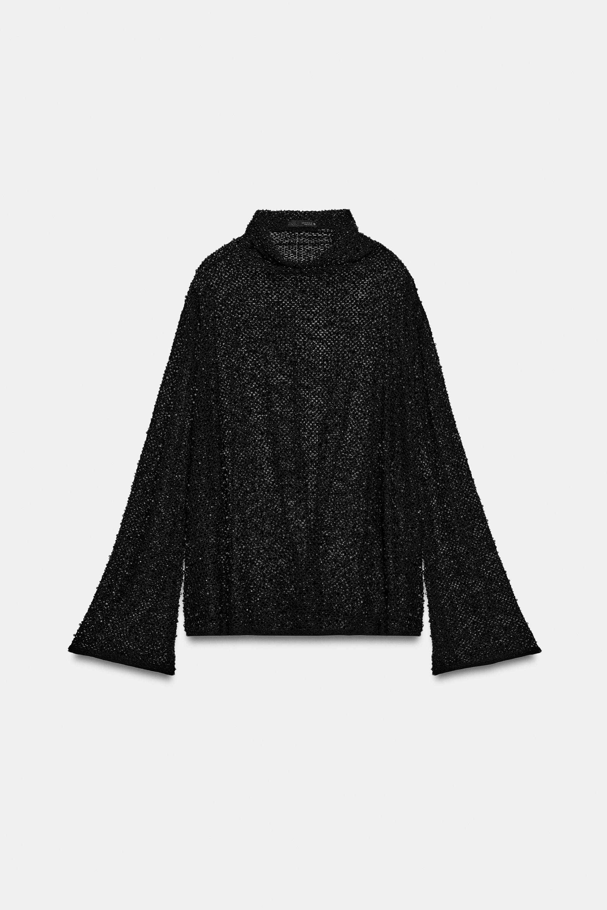 ZARA WOMAN COLLECTIONShirt made from a viscose blend yarn. Featuring a high neck and long sleeves... | Zara UK