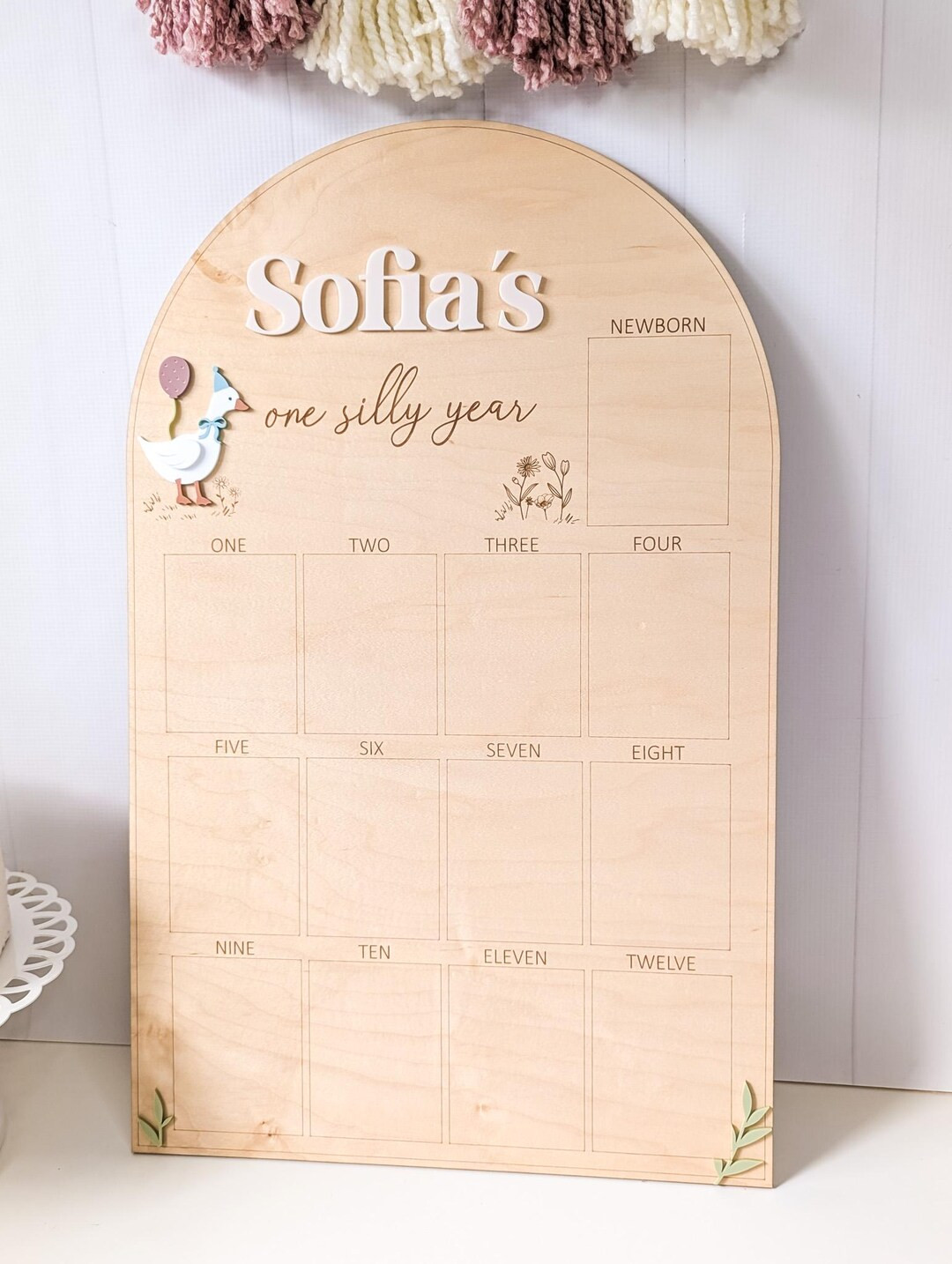 One Silly Goose, First Birthday Photo Board, Silly Goose Birthday, Gift for One Year Old Girl - E... | Etsy (US)