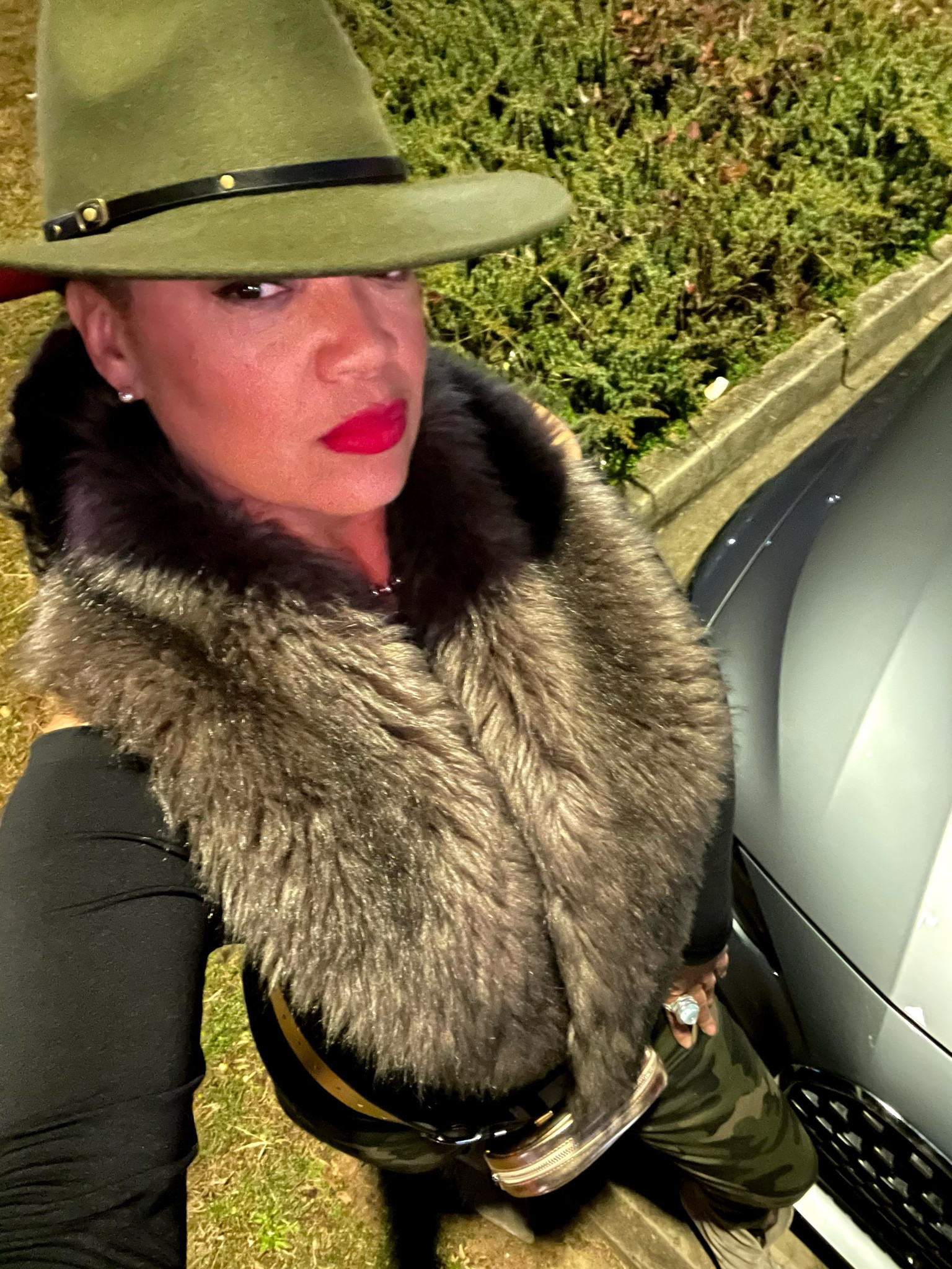 Fall Fashion in Olive Green is definitely a staple color that will indeed capture everyone’s attention.  At Ease!  #ootd #green #fedora #fur #camoflauge #joggers #boots #pouch #MAC #rubywoo #amazon #fashioninspo #fallfashion #chic #trendy #stylish #edgy #datenight #styleinspo 

#LTKMidsize #LTKFindsUnder100 #LTKootd