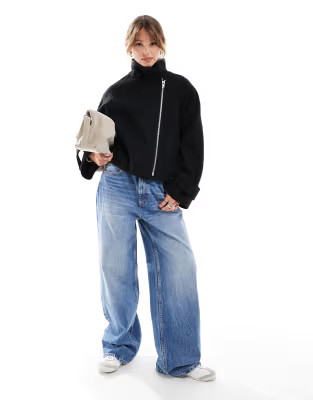 ASOS DESIGN funnel neck formal jacket in black | ASOS (Global)